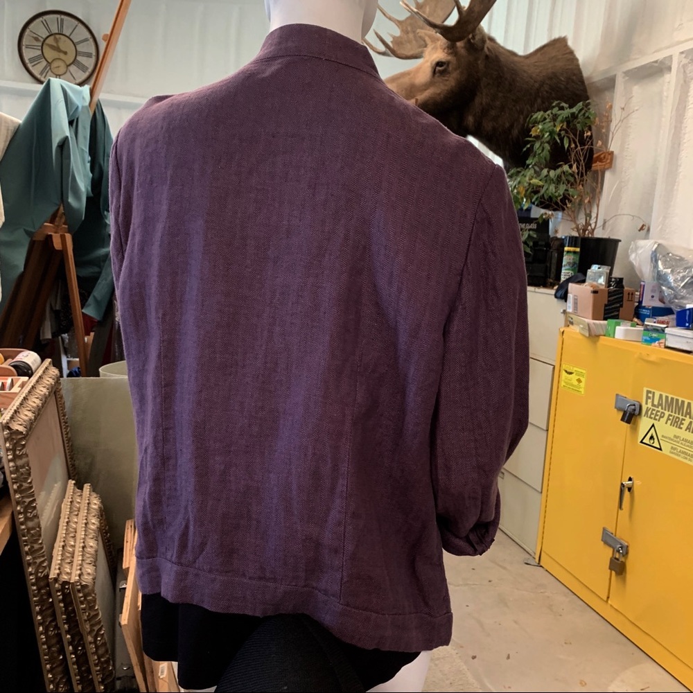 “Purple Open Drape Front Linen Jacket” - Picture 5 of 8